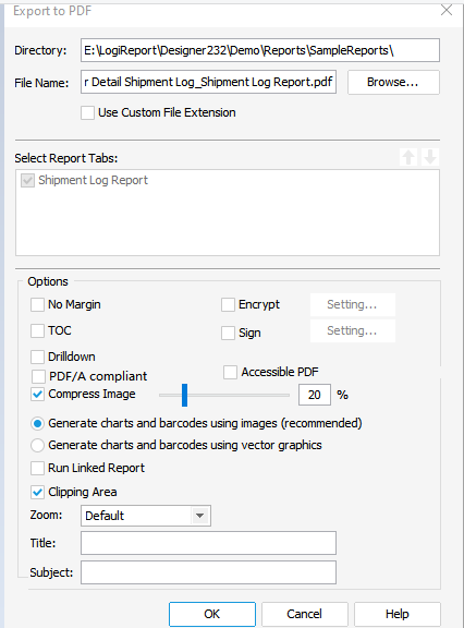 Export to PDF in Designer