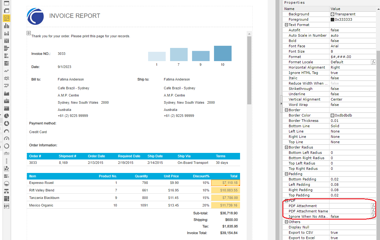 Set PDF Properties in Web Report Studio