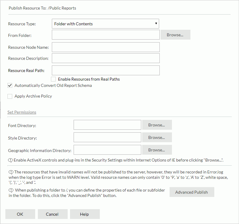 Publish to Local Server Page