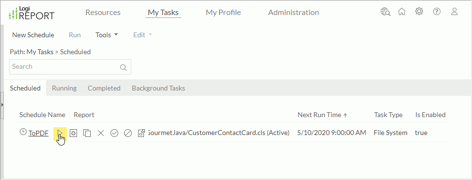 Scheduled Task Table