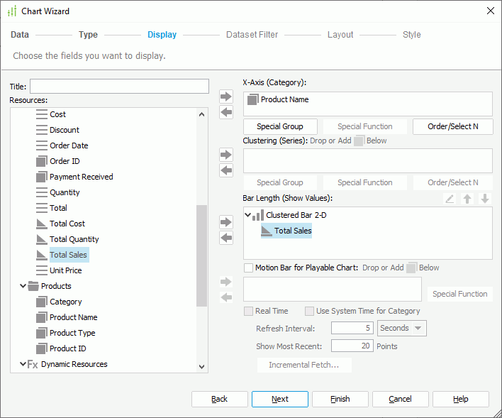 Add Chart Display Fields