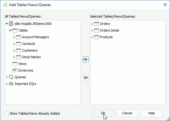 Add Table for Query