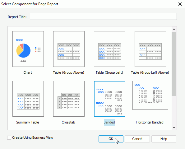 Select Banded for Page Report