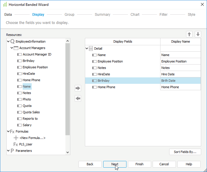 Add Display Fields