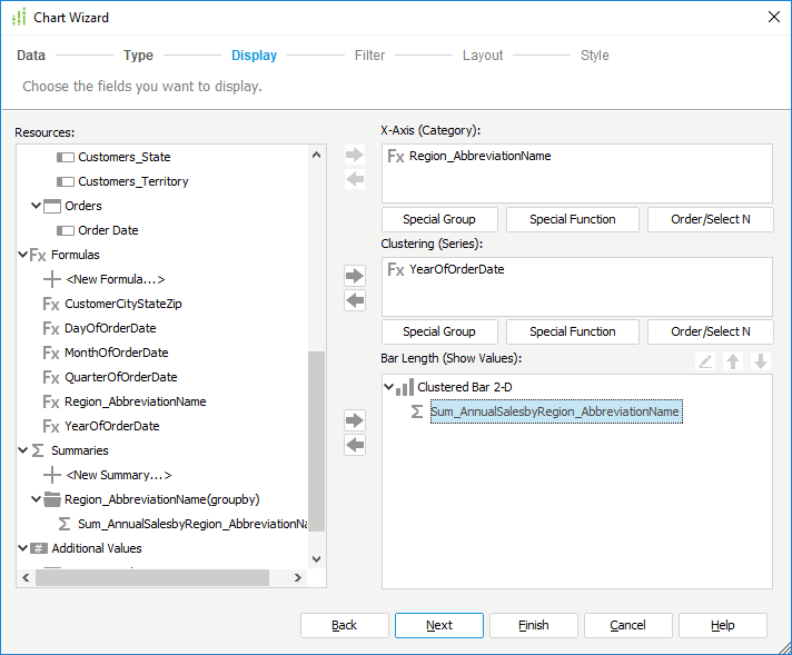 Chart Display Fields