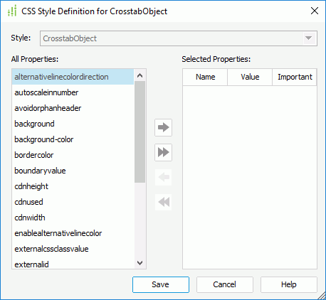 CSS Definition for Crosstab