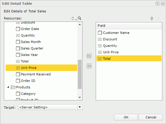 Edit Detail Table Fields