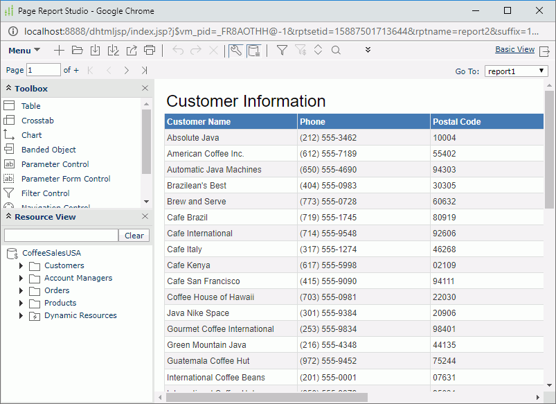 Table Report