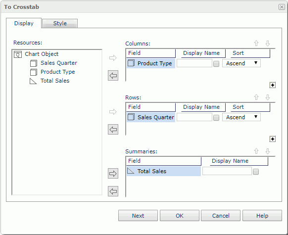 Convert Chart to Crosstab