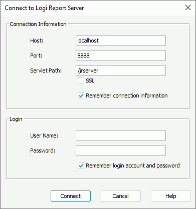 Connect to Report Server dialog box