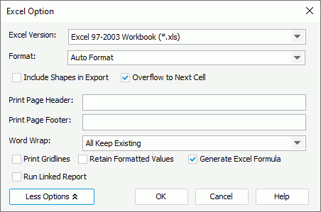 Excel Option dialog box