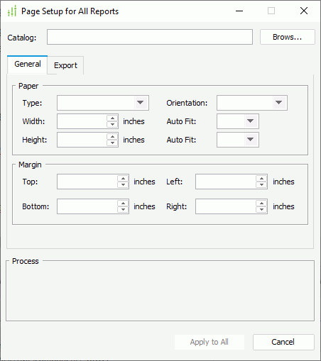 Page Setup for All Report - General tab