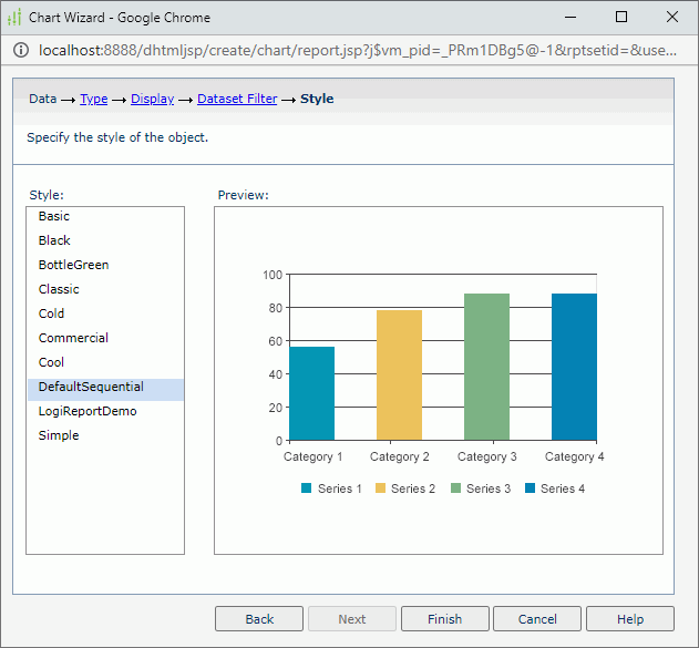 Chart Wizard - Style screen