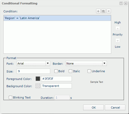 Conditional Formatting dialog box