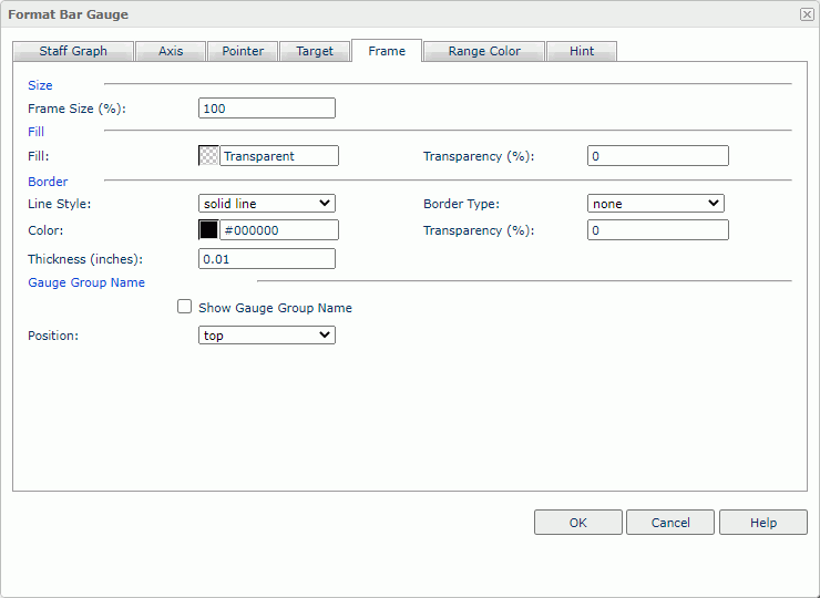 Format Bar Gauge dialog box - Frame