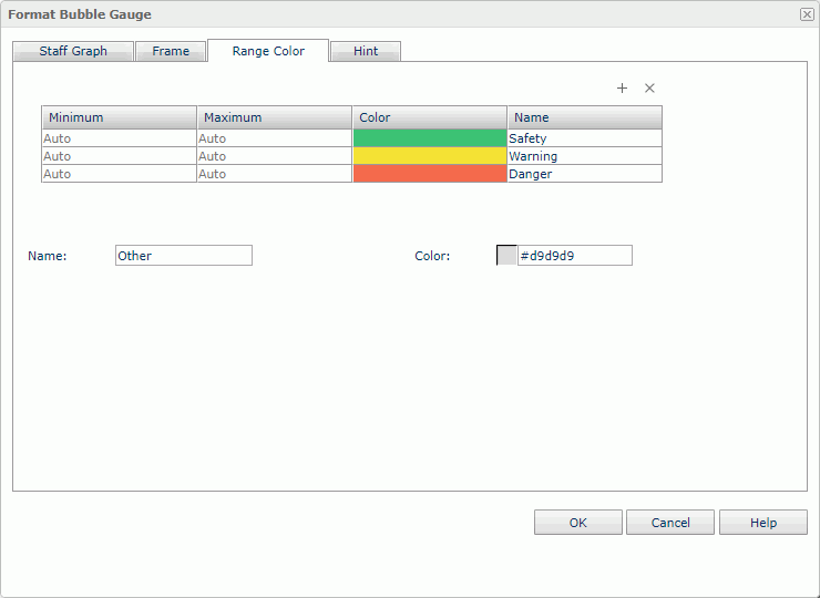 Format Bubble Gauge dialog box - Range Color