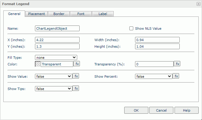 Format Legend dialog box - General