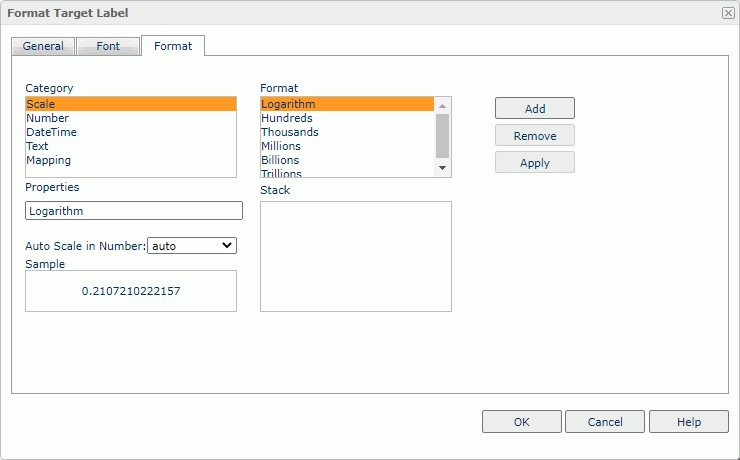 Format Target Label dialog box - Format