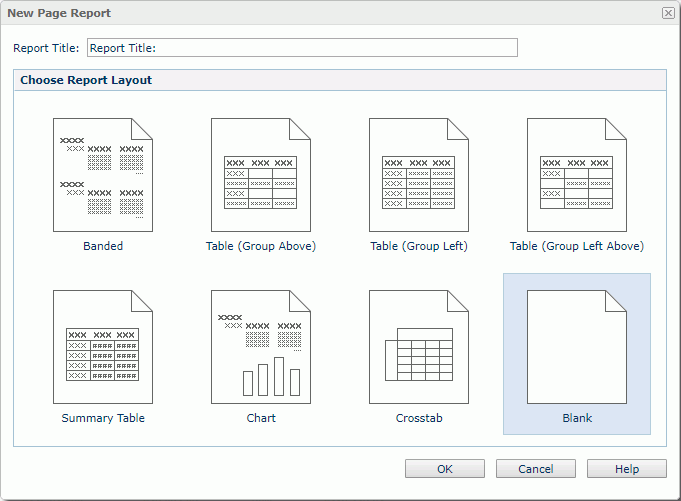 New Page Report dialog box