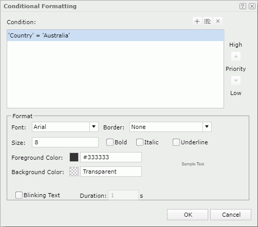 Conditional Formatting dialog box