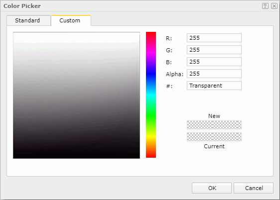 Color Picker dialog box - Custom tab