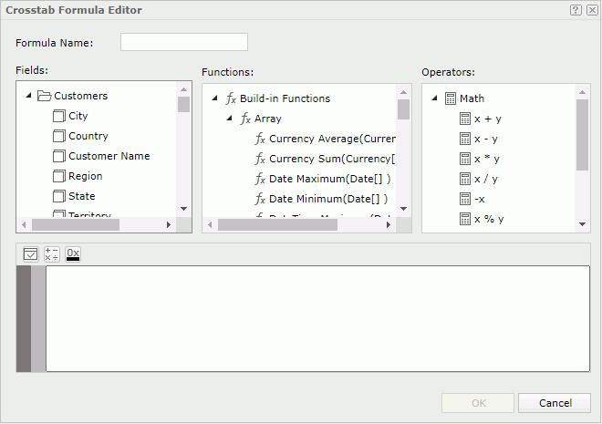 Crosstab Formula Editor dialog box