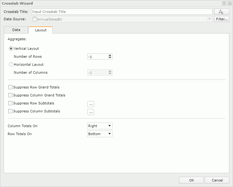 Crosstab Wizard -  Layout tab