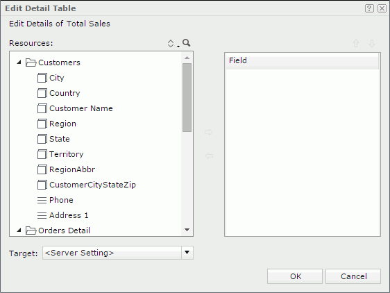 Edit Detail Table dialog