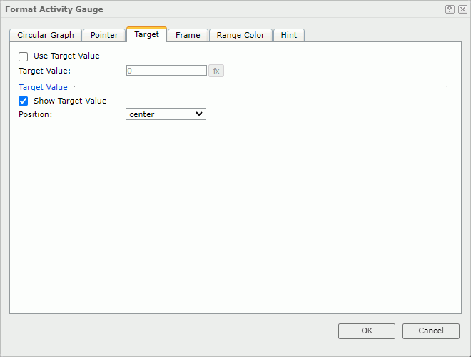 Format Activity Gauge dialog - Target