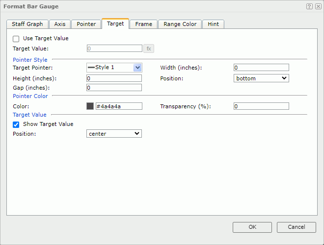 Format Bar Gauge dialog - Target