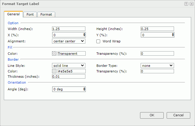 Format Target Label dialog box - General