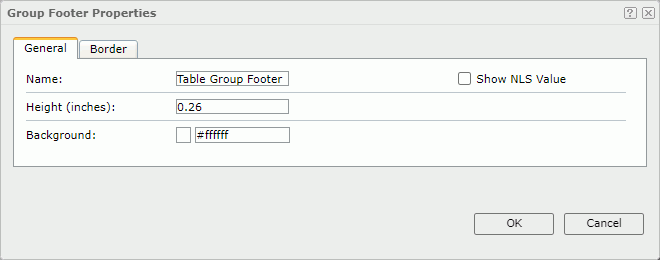 Group Footer Properties dialog box - General tab