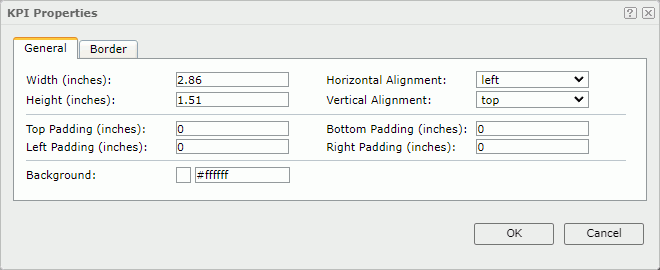 KPI Properties dialog - General tab