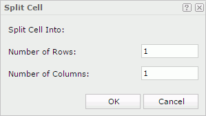 Split Cell dialog