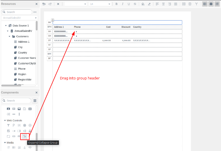 Drag Expand/Collapse Group onto Banded Header