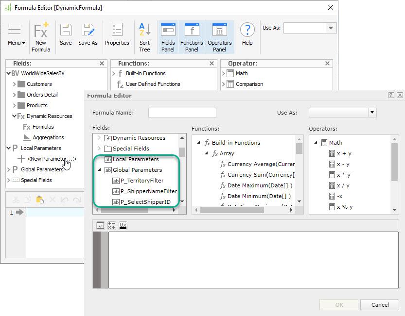 Dynamic Formula Reference Parameter