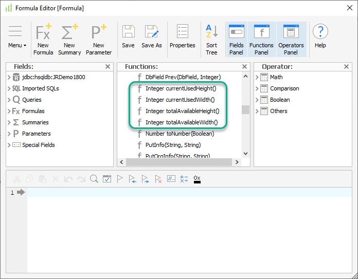 New Formula Functions for Space Calculation