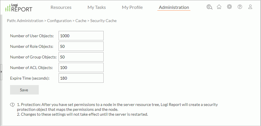 Cache - Security Cache page